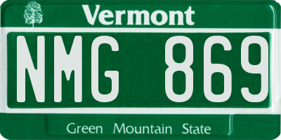 VT license plate NMG869