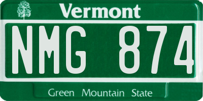 VT license plate NMG874