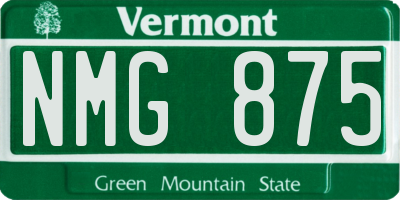 VT license plate NMG875