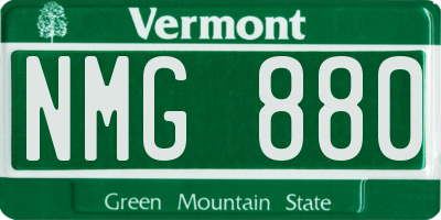 VT license plate NMG880