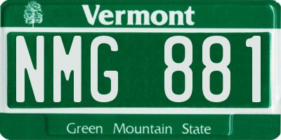 VT license plate NMG881