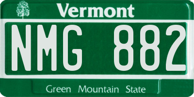 VT license plate NMG882