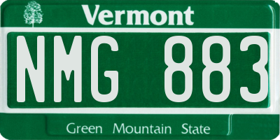 VT license plate NMG883