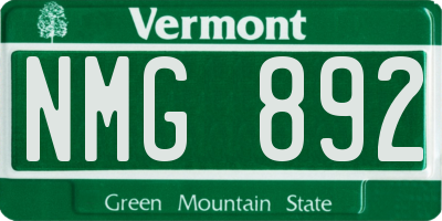 VT license plate NMG892