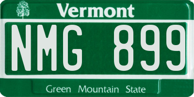 VT license plate NMG899