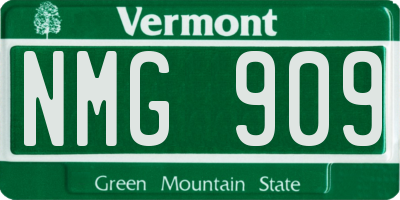 VT license plate NMG909
