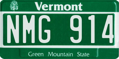 VT license plate NMG914