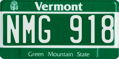 VT license plate NMG918