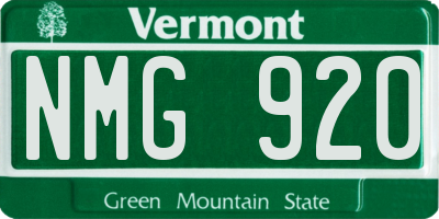 VT license plate NMG920