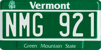 VT license plate NMG921