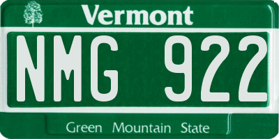 VT license plate NMG922