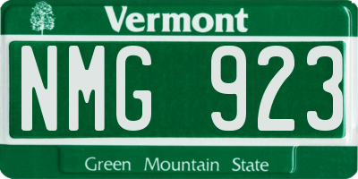 VT license plate NMG923