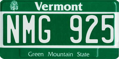 VT license plate NMG925
