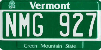 VT license plate NMG927