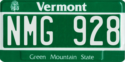 VT license plate NMG928