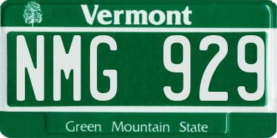 VT license plate NMG929