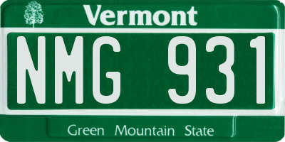 VT license plate NMG931