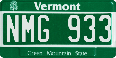 VT license plate NMG933