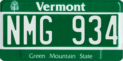 VT license plate NMG934