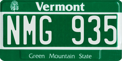 VT license plate NMG935