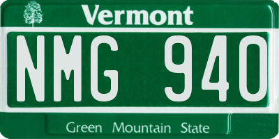 VT license plate NMG940
