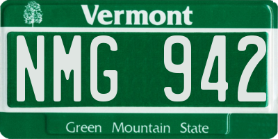 VT license plate NMG942