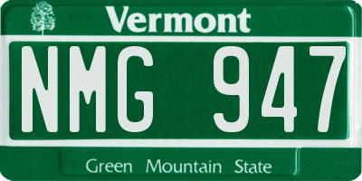 VT license plate NMG947