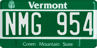 VT license plate NMG954