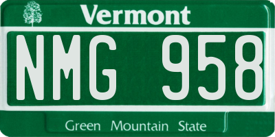 VT license plate NMG958