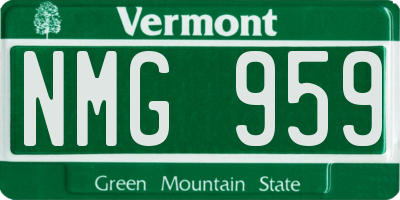 VT license plate NMG959