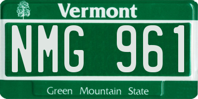 VT license plate NMG961