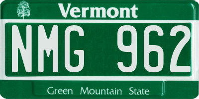VT license plate NMG962