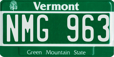 VT license plate NMG963