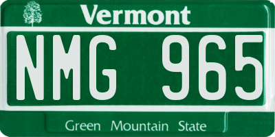 VT license plate NMG965