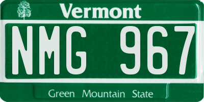 VT license plate NMG967