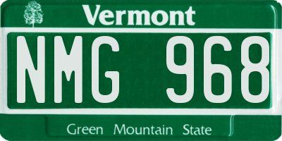 VT license plate NMG968