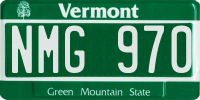 VT license plate NMG970