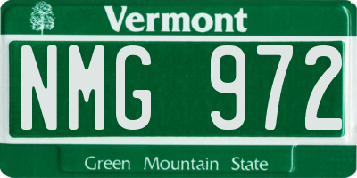 VT license plate NMG972