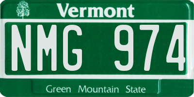 VT license plate NMG974