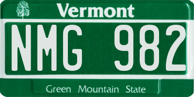 VT license plate NMG982