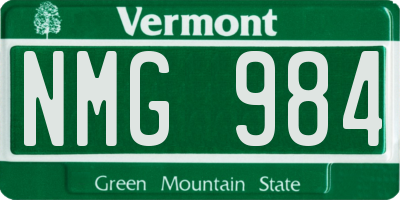 VT license plate NMG984