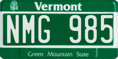 VT license plate NMG985