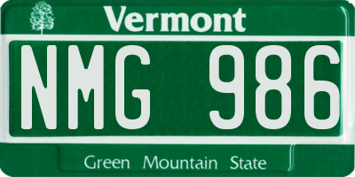 VT license plate NMG986