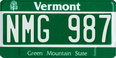 VT license plate NMG987