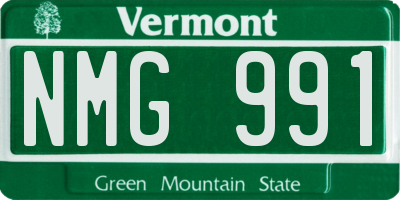VT license plate NMG991