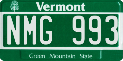 VT license plate NMG993