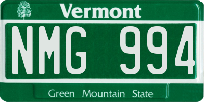 VT license plate NMG994