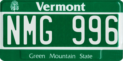 VT license plate NMG996
