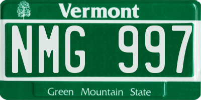 VT license plate NMG997