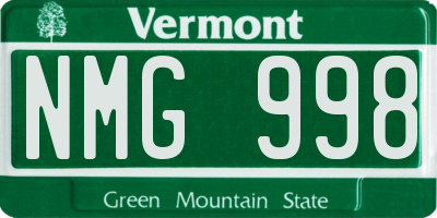 VT license plate NMG998
